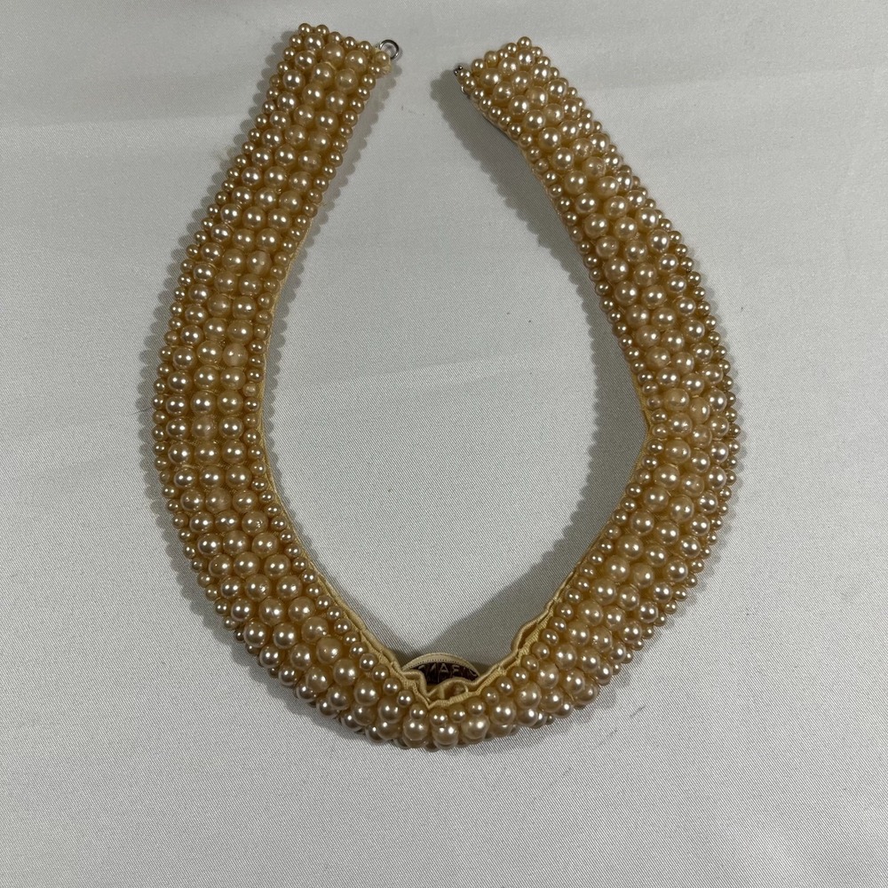 Vintage Miranda Japan Faux Pearl Beaded Collar Choker Necklace Coquette Bridal